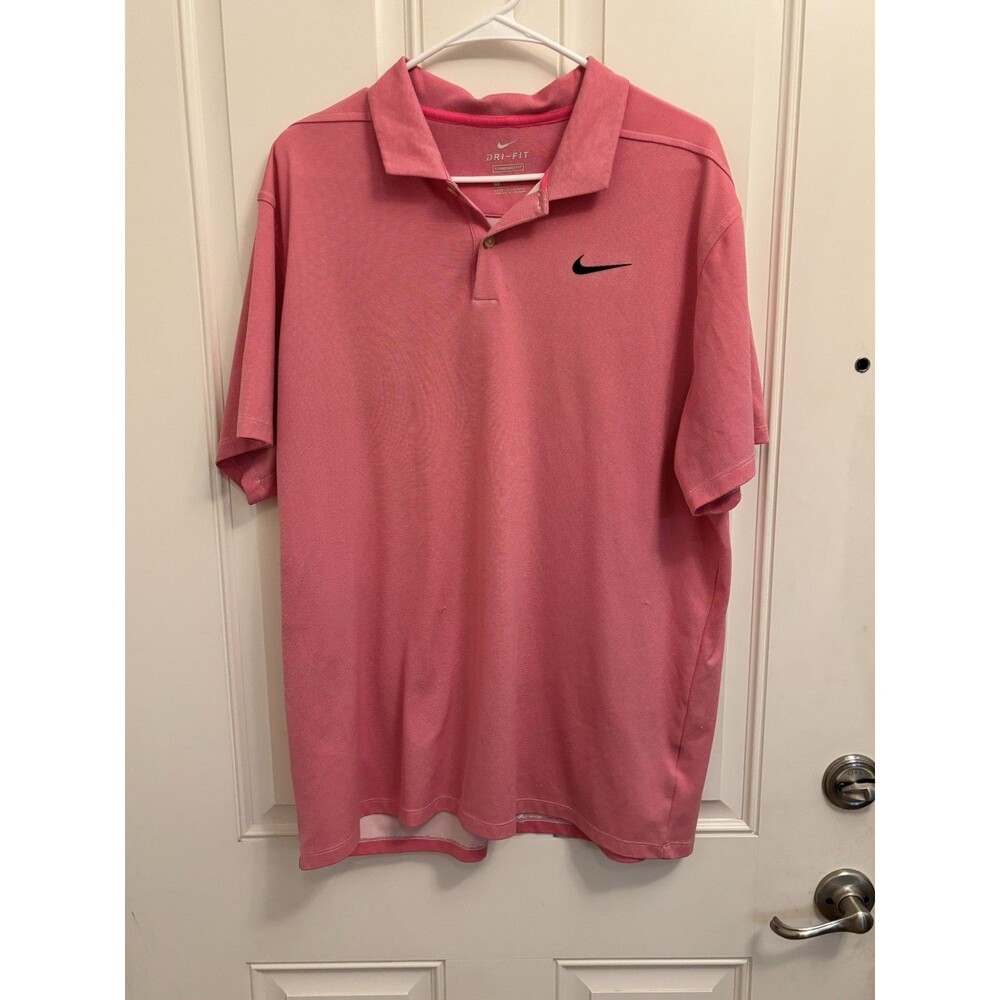 Nike Dri-fit Polo Shirt Mens XL Pink Wicking Golf Short Sleeve Adult XL
